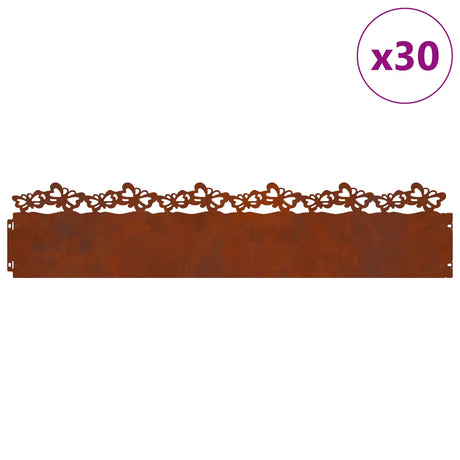 Vidaxl gazonranden 30 st 103 x 0,05 x 22 cm weervast staal