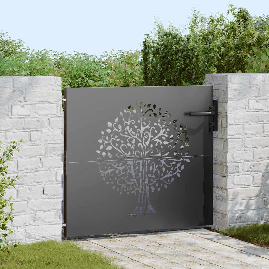 Vidaxl tuinpoort met slot zwart 85 x 100 cm poedergecoat staal