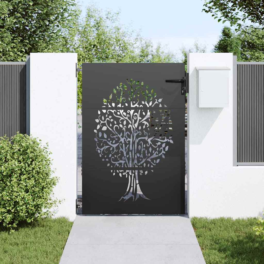 Vidaxl tuinpoort met slot zwart 85 x 125 cm poedergecoat staal