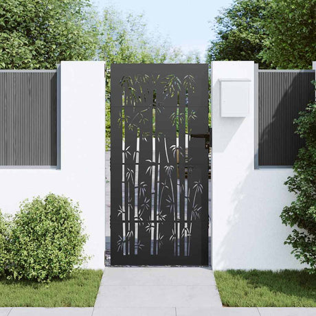 Vidaxl tuinpoort 85 x 200 cm poedergecoat staal zwart vergrendelbaar