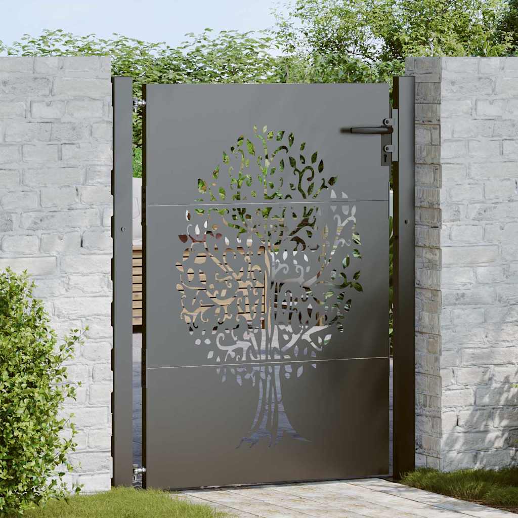 Vidaxl tuinpoort met slot zwart 110 x 130 cm poedergecoat staal