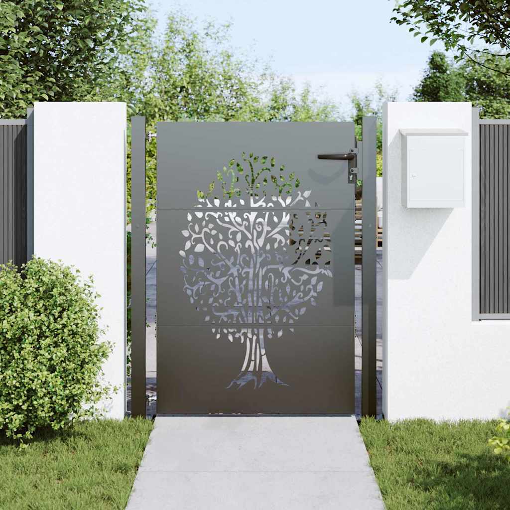 Vidaxl tuinpoort met slot zwart 110 x 130 cm poedergecoat staal