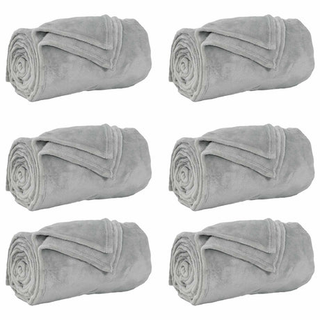 Vidaxl kleden 6 pcs grijs 220 x 240 cm fleece