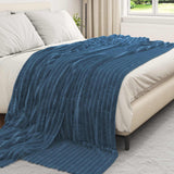 Vidaxl gooi deken marineblauw 240 x 220 cm fleece