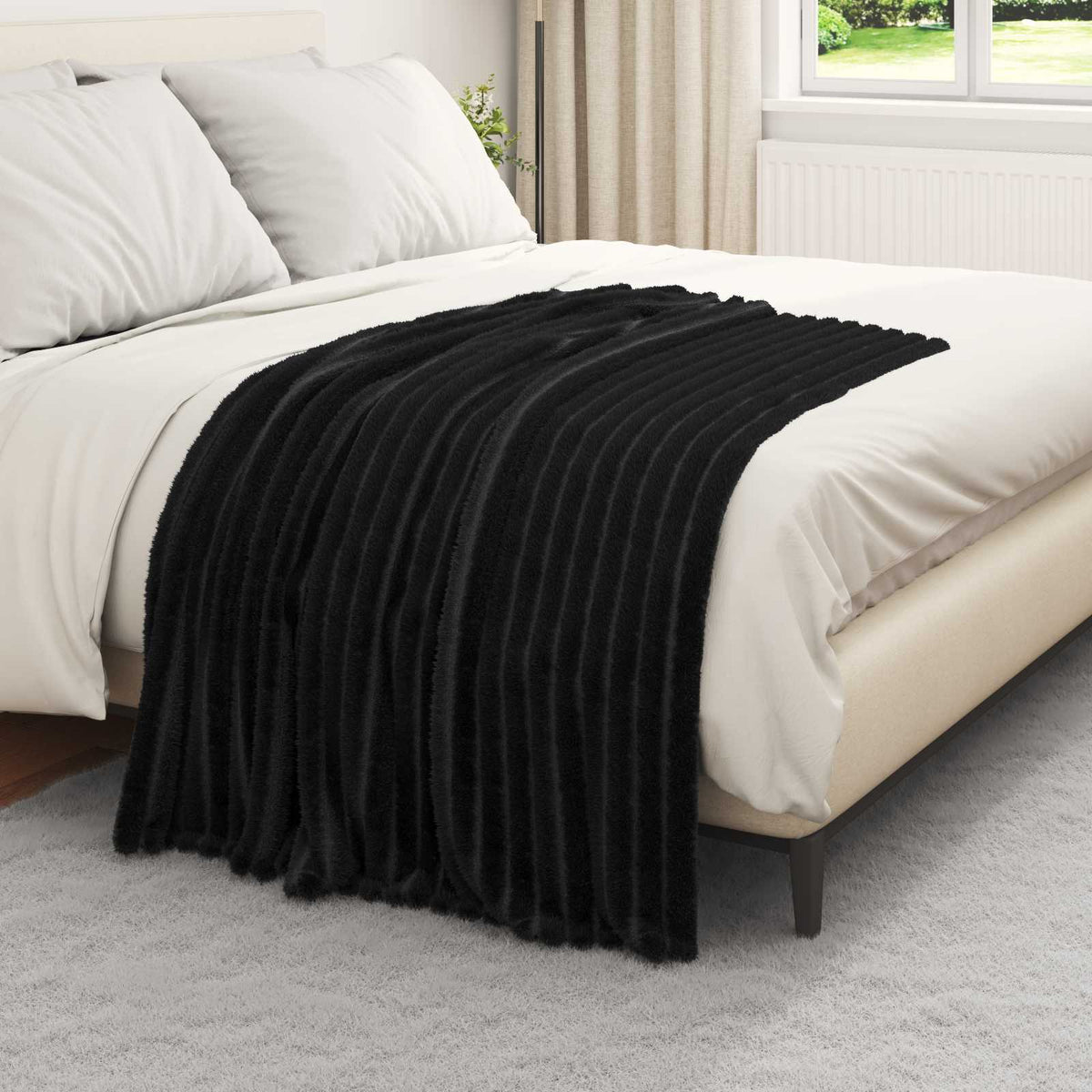 Vidaxl plaid zwart 150 x 130 cm 0.45 kg fleece