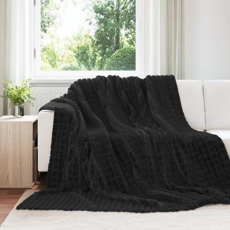 Vidaxl gooi deken zwart 240 x 220 cm 1.47 kg fleece