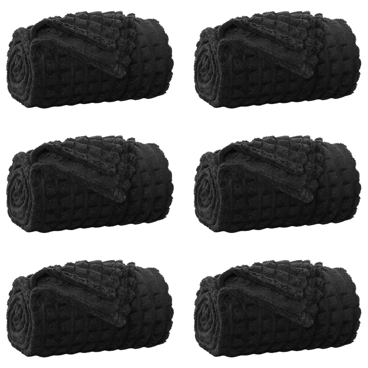 Vidaxl kleden 6 pcs zwart 200 x 150 cm fleece