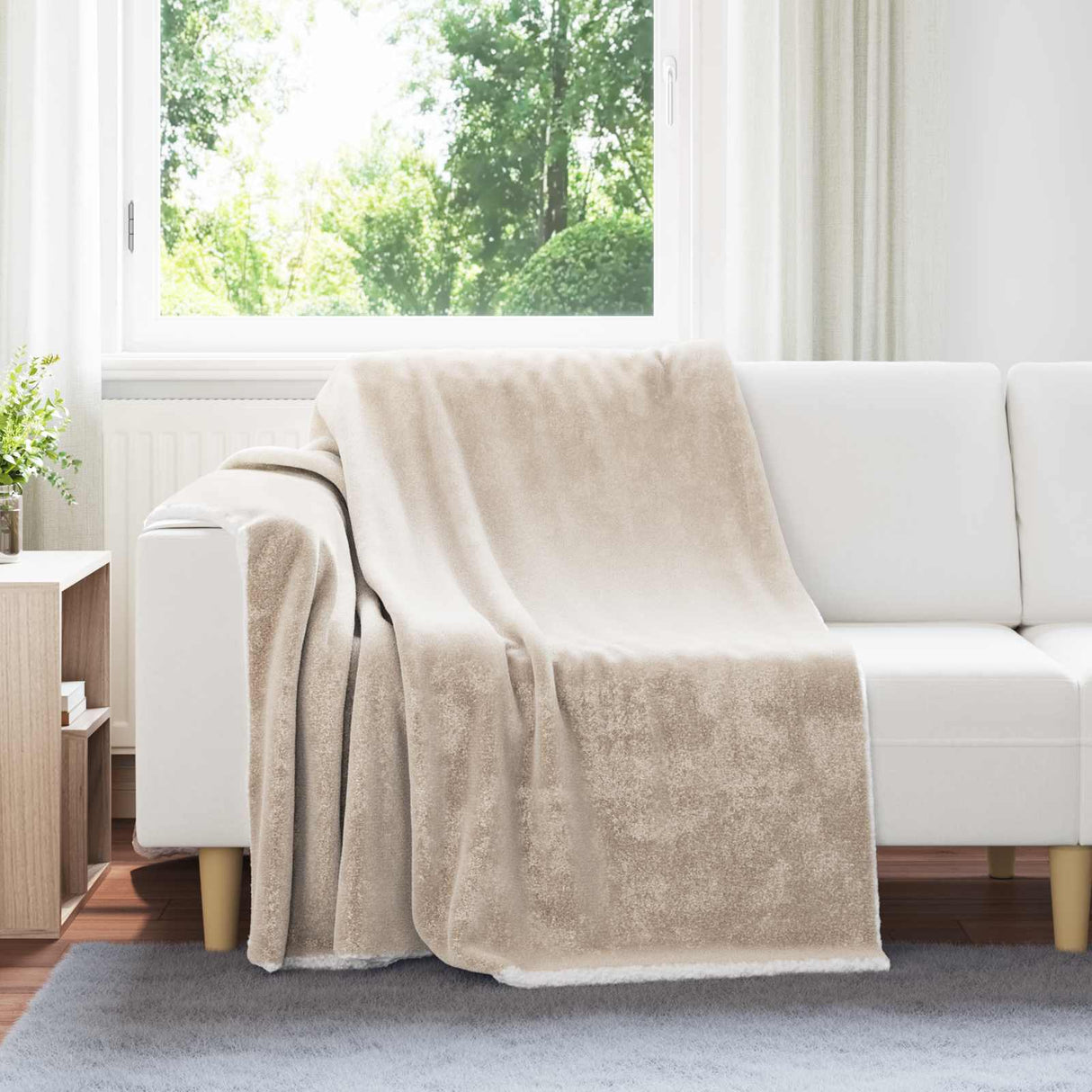 Vidaxl gooi deken beige 150 x 200 cm fleece
