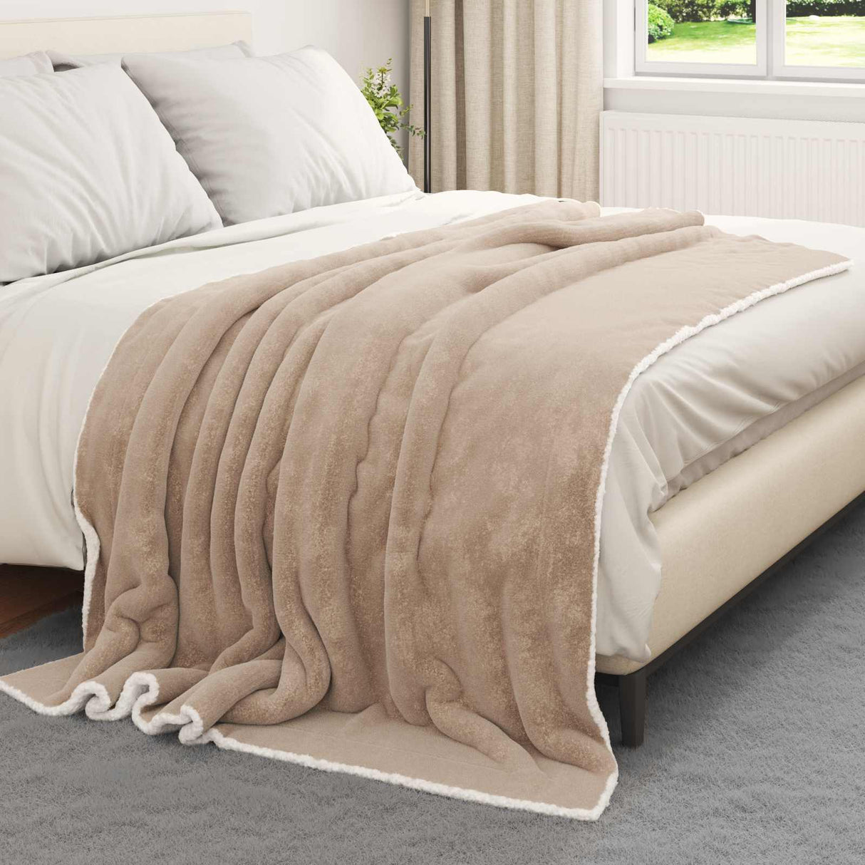 Vidaxl gooi deken kameel 150 x 200 cm fleece