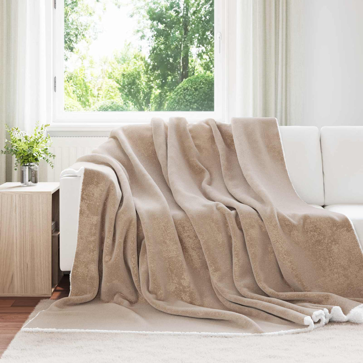Vidaxl gooi deken kameel 240 x 270 cm fleece