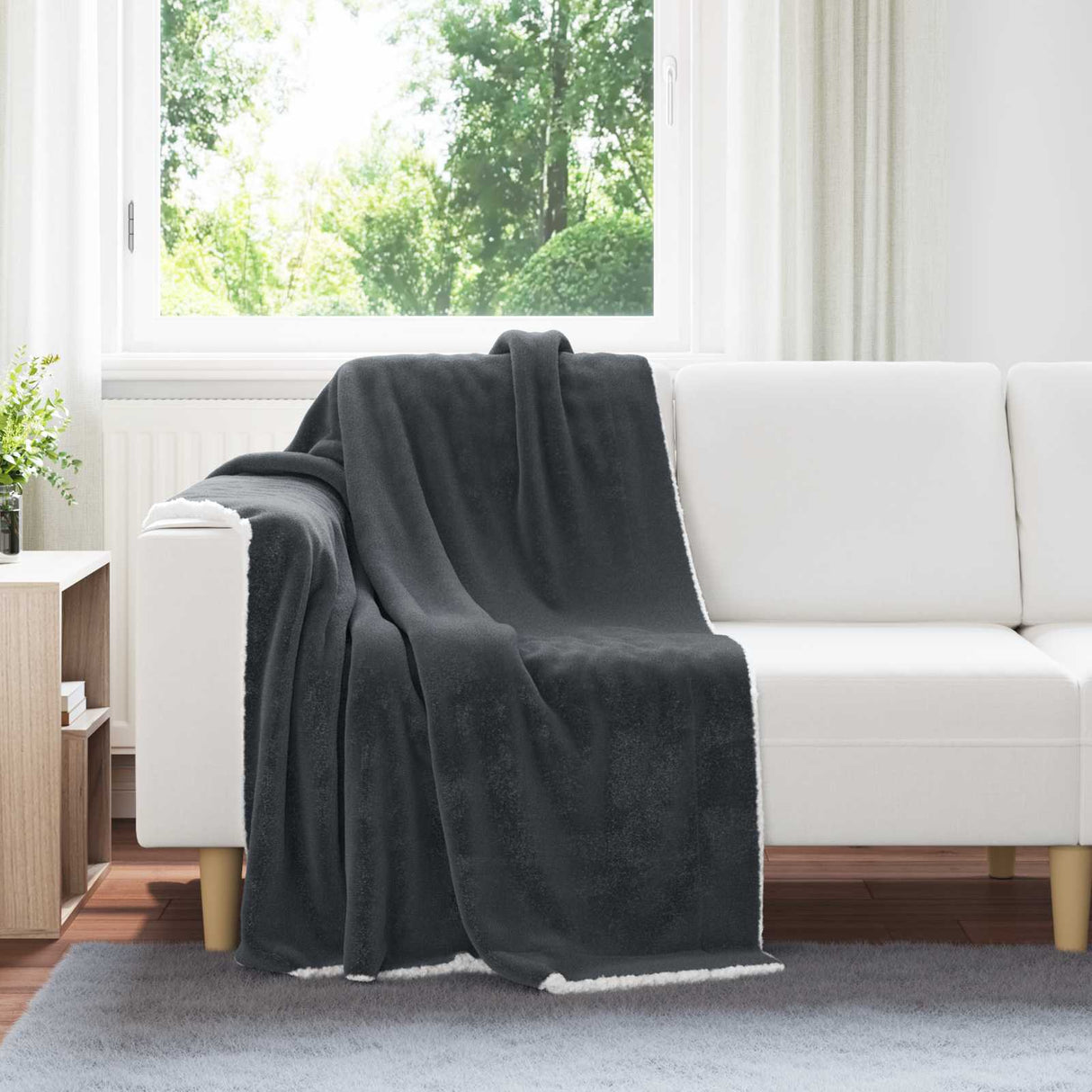 Vidaxl gooi deken donkergrijs 130 x 150 cm fleece