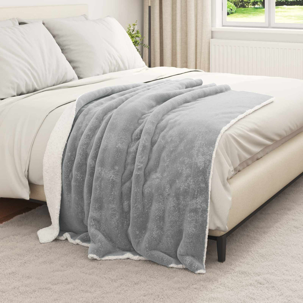 Vidaxl gooi deken grijs 130 x 150 cm fleece