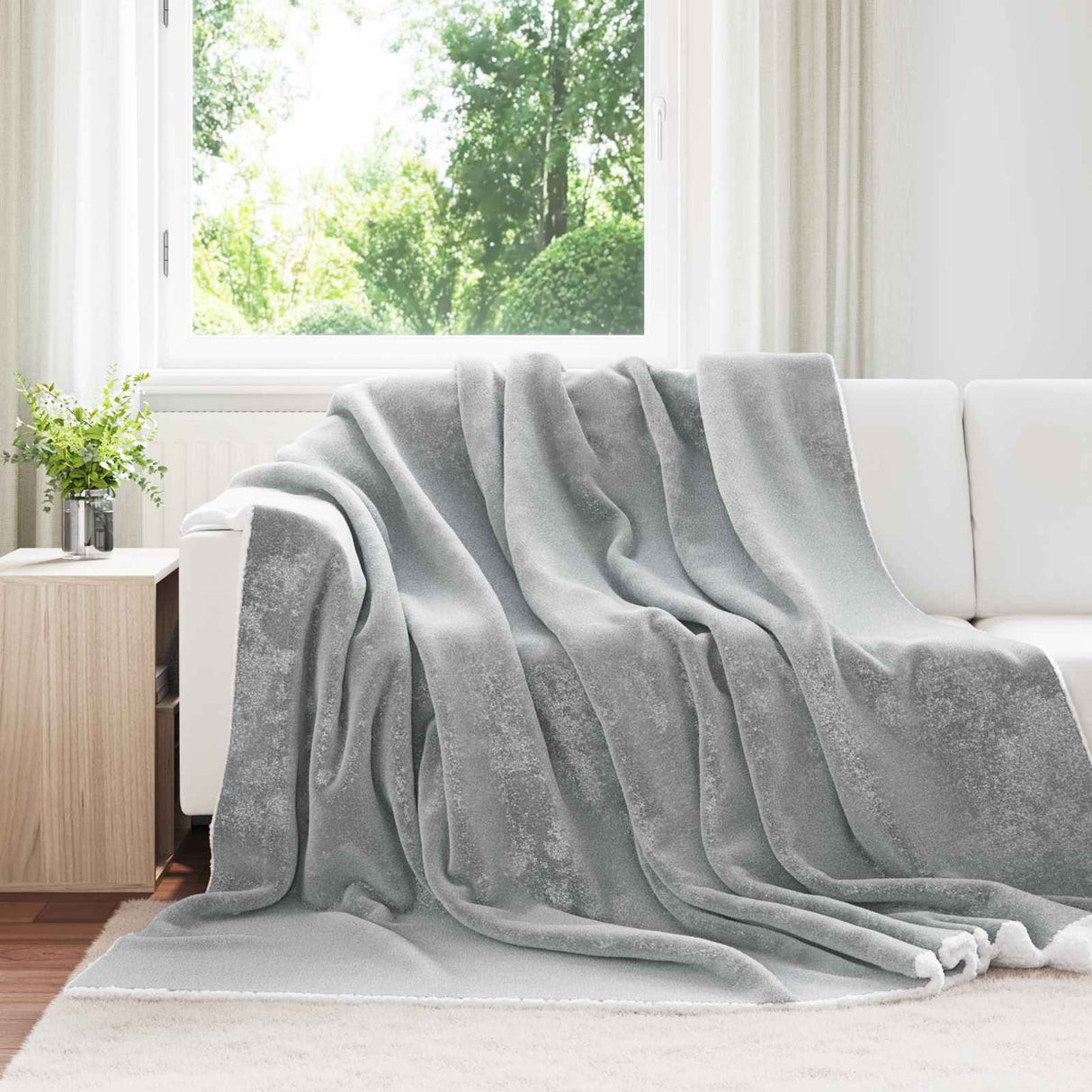 Vidaxl gooi deken grijs 240 x 270 cm fleece