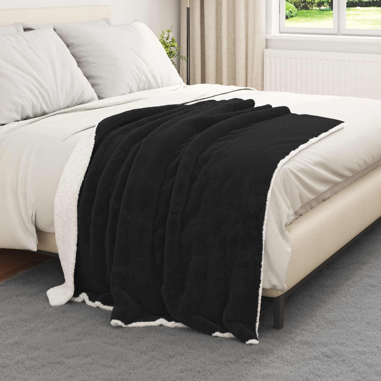 Vidaxl gooi deken zwart 130 x 150 cm fleece