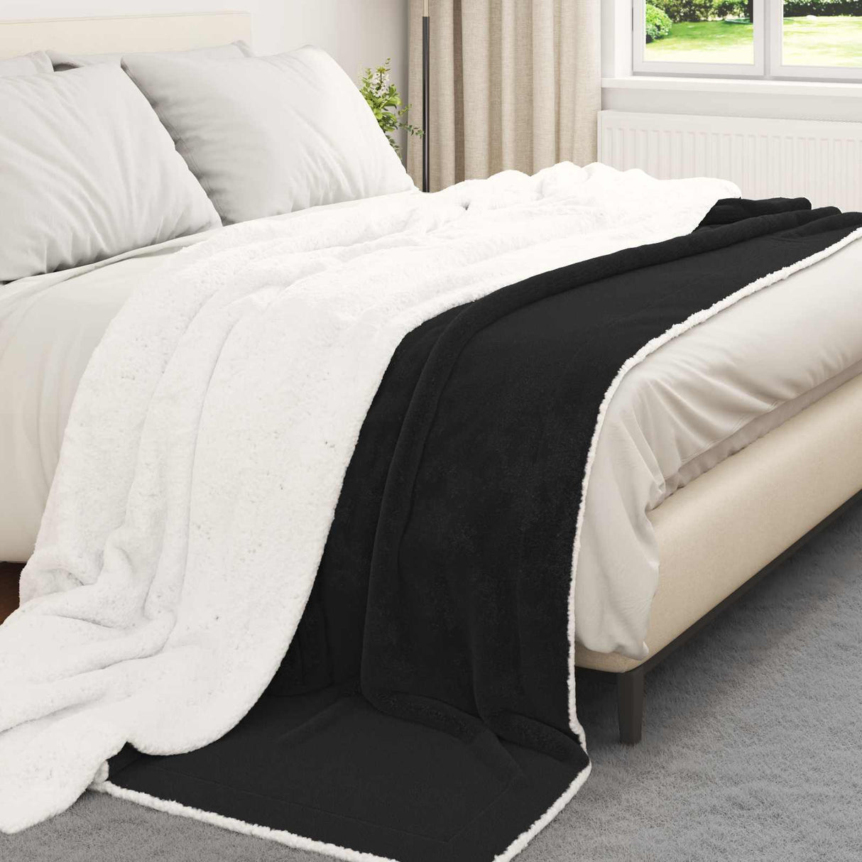 Vidaxl gooi deken zwart 220 x 240 cm fleece