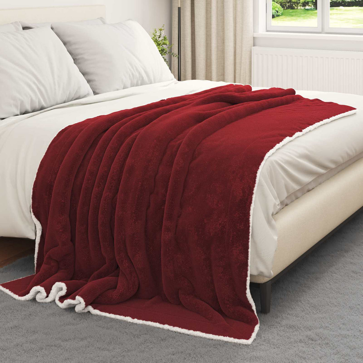 Vidaxl gooi deken bordeaux rood 150 x 200 cm fleece