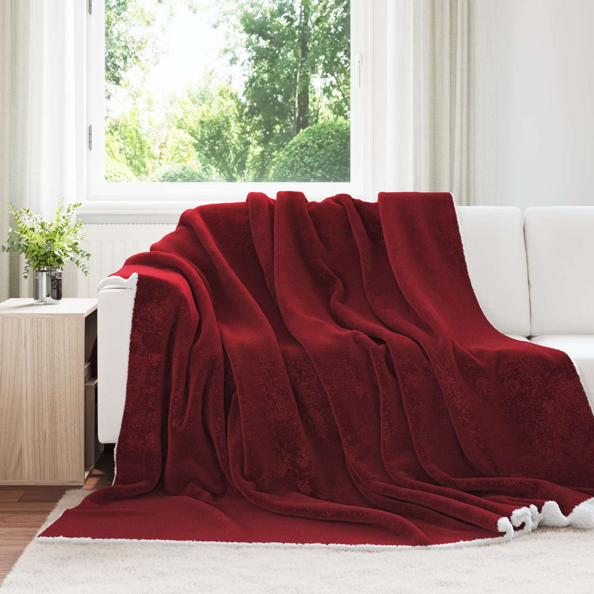 Vidaxl gooi deken bordeaux rood 240 x 270 cm fleece