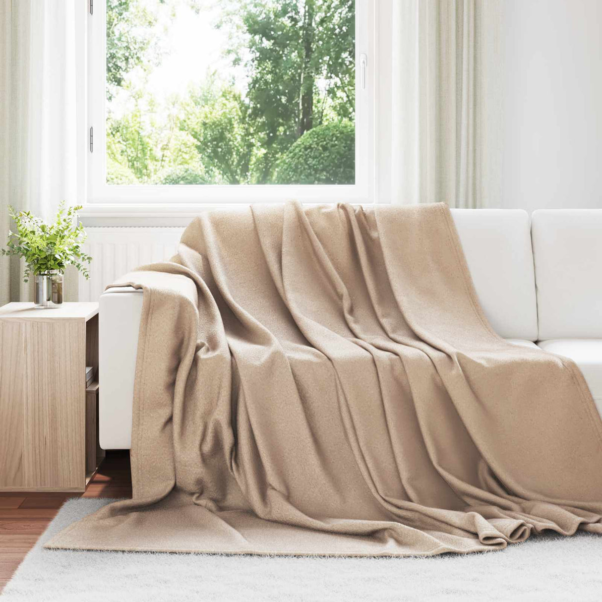 Vidaxl gooi deken kameel 240 x 220 cm fleece