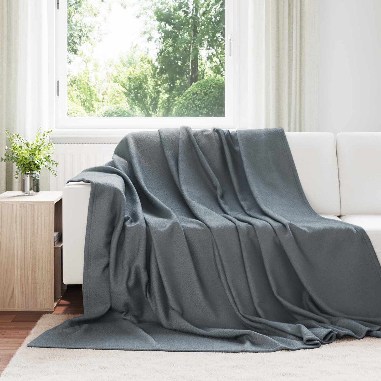 Vidaxl gooi deken donkergrijs 270 x 240 cm fleece