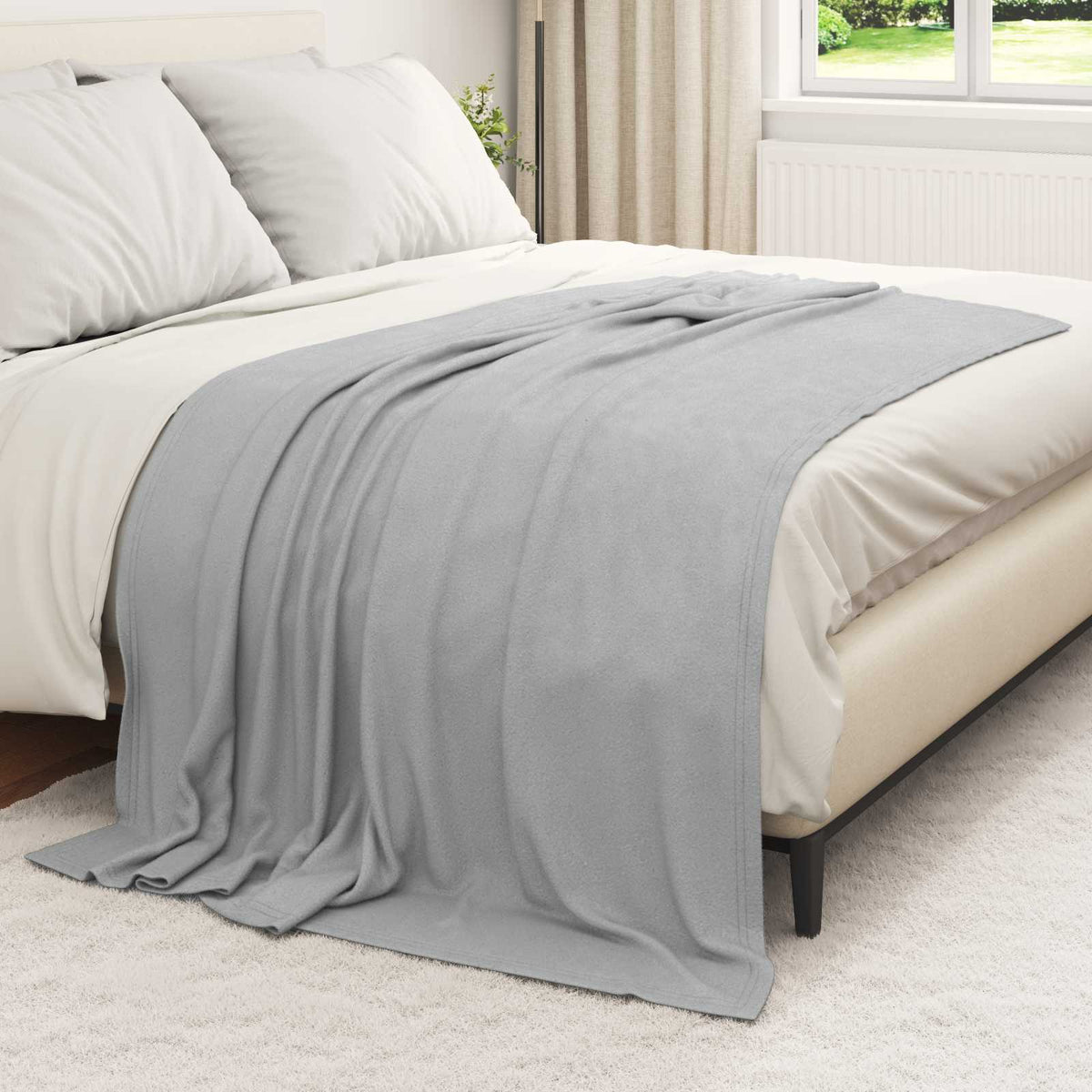 Vidaxl plaid grijs 200 x 150 cm 0.42 kg fleece