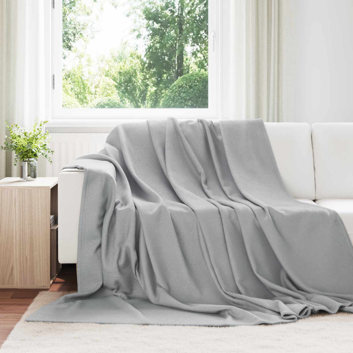 Vidaxl gooi deken grijs 240 x 220 cm fleece