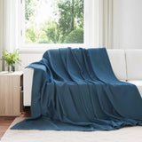 Vidaxl gooi deken marineblauw 270 x 240 cm fleece