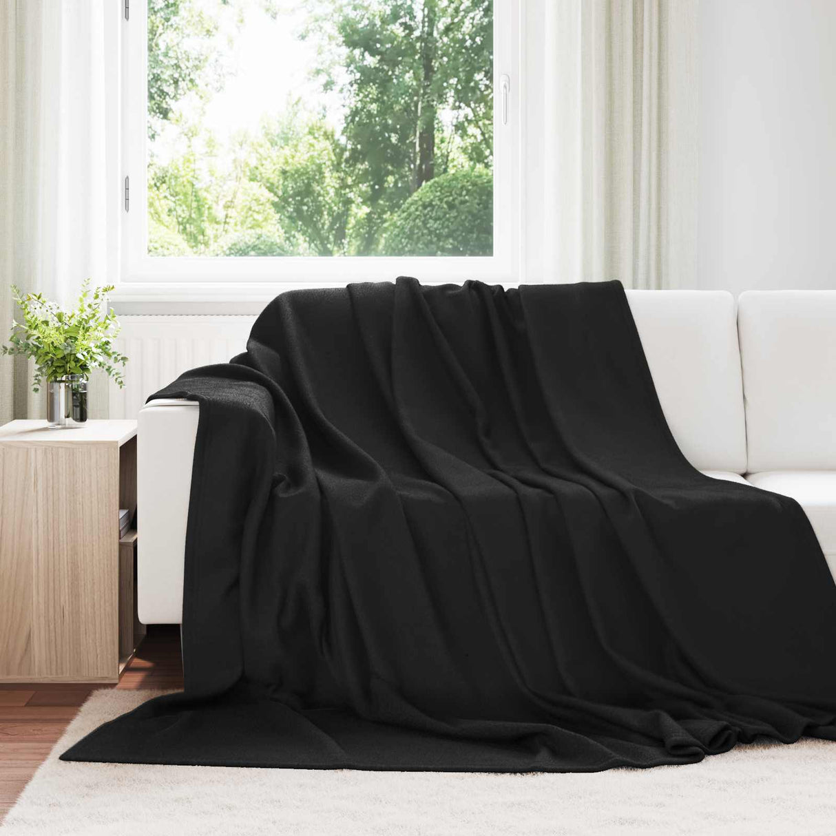 Vidaxl gooi deken zwart 240 x 220 cm fleece