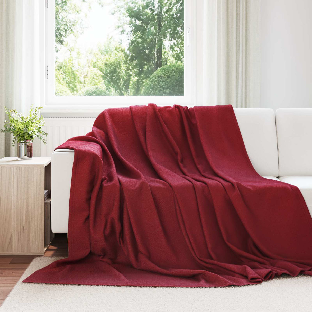 Vidaxl gooi deken bordeaux rood 240 x 220 cm fleece