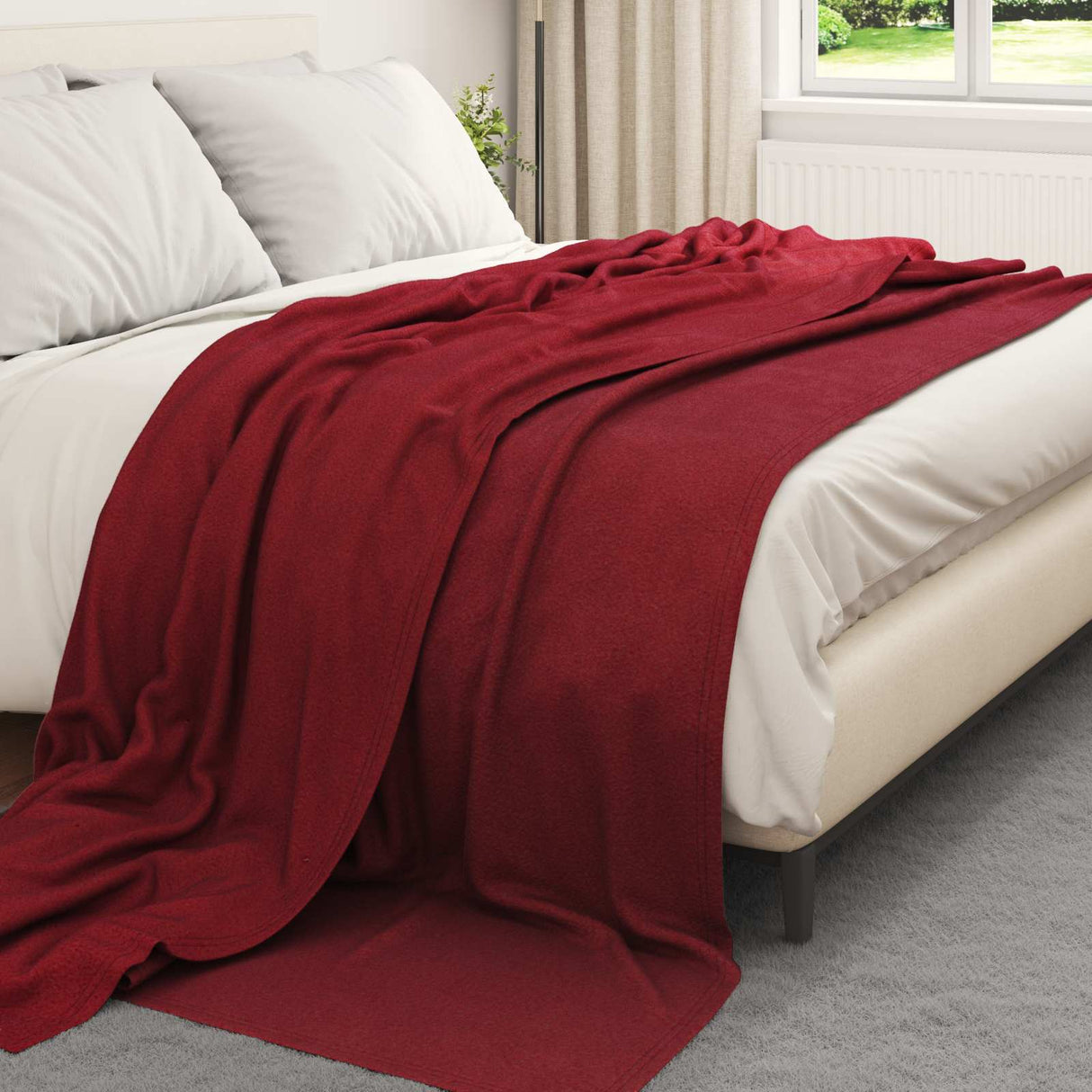 Vidaxl gooi deken bordeaux rood 240 x 220 cm fleece