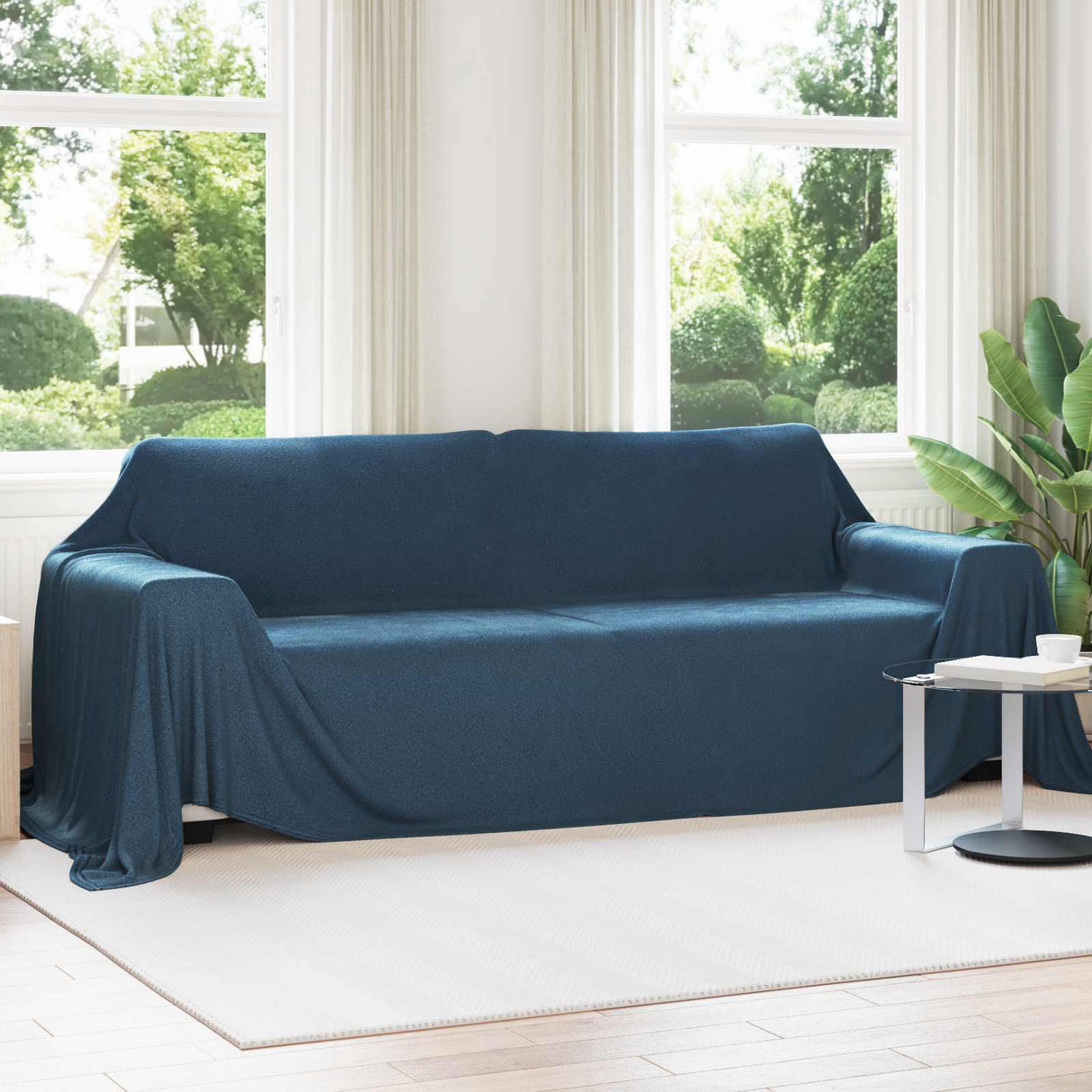 Vidaxl gooi deken marineblauw 350 x 270 cm fleece
