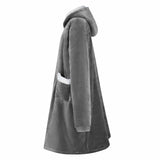 Vidaxl deken hoodie donkergrijs m fleece en flanel