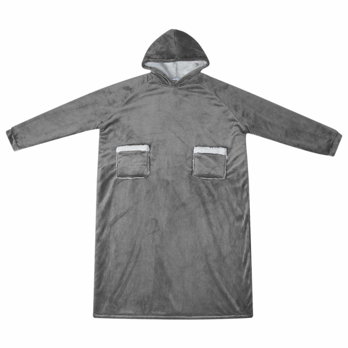 Vidaxl deken hoodie donkergrijs l fleece en flanel