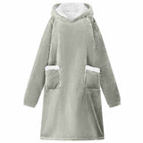 Vidaxl deken hoodie grijs l fleece en flanel