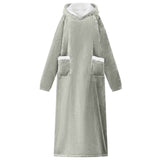 Vidaxl deken hoodie grijs m fleece en flanel