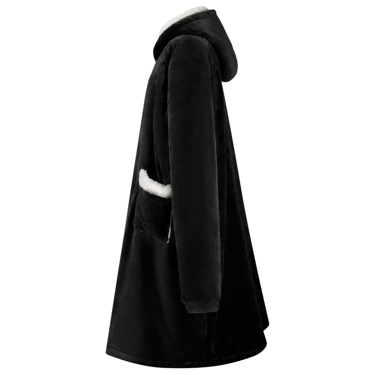 Vidaxl deken hoodie zwart m fleece en flanel