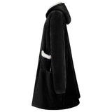 Vidaxl deken hoodie zwart m fleece en flanel