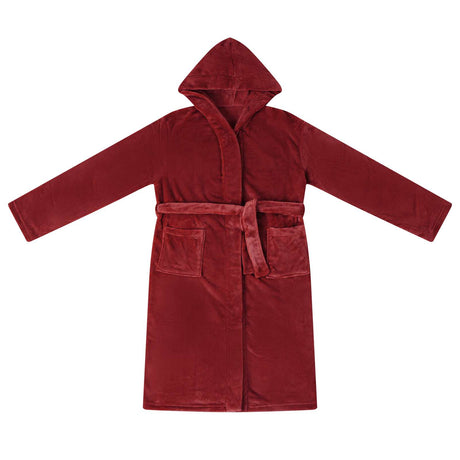 Vidaxl badjas hoodie bordeaux rood xxl flanel