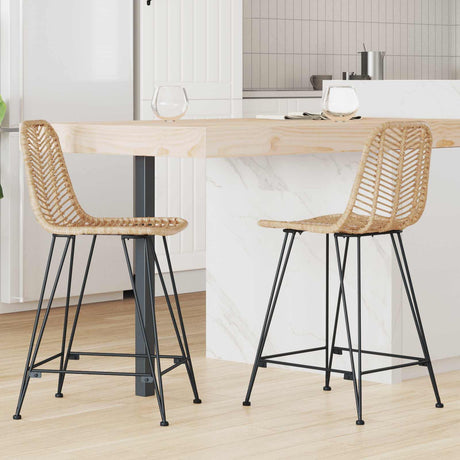 Vidaxl barkruk 2 st naturel 44,5 x 54,5 x 97,5 cm riet en ijzer