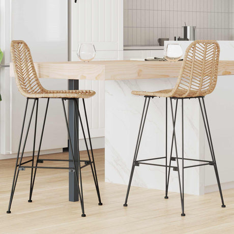 Vidaxl barkruk 2 st naturel 44 x 53 x 111 cm riet en ijzer