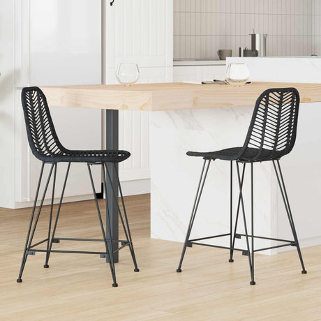 Vidaxl barkruk 2 st zwart 44,5 x 54,5 x 97,5 cm riet en ijzer