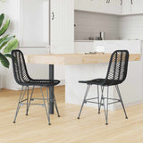 Vidaxl eetkamerstoel 2 st riet en ijzer zwart 44 x 54,5 x 85 cm