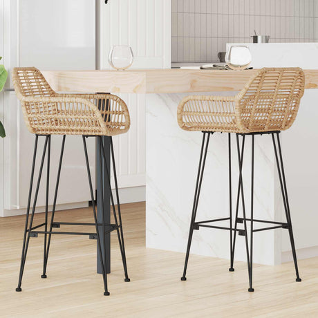 Vidaxl barkruk 2 st naturel 55 x 52 x 105 cm riet en ijzer