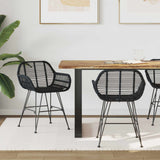 Vidaxl eetkamerstoel 2 st riet en ijzer zwart 55 x 50 x 74 cm