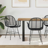 Vidaxl eetkamerstoel 2 st riet en ijzer zwart 57 x 55 x 85 cm