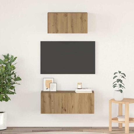 Vidaxl tv-meubelset 2 st artisan eiken bewerkt hout