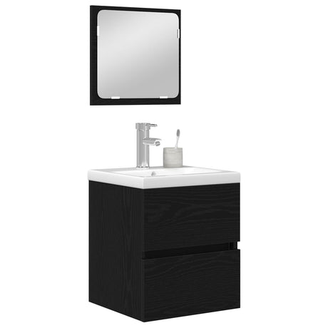 Vidaxl badkamermeubelset 2 st zwarte eik en wit 42 x 39 x 45 cm