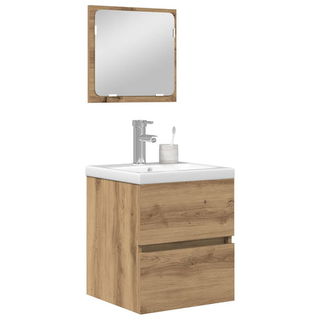 Vidaxl badkamermeubelset 2 st ambachtelijke eik en wit 42 x 39 x 45 cm