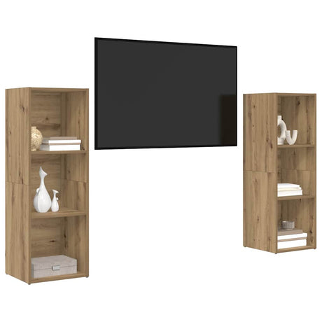 Vidaxl tv-meubelset 2 st artisan eiken bewerkt hout