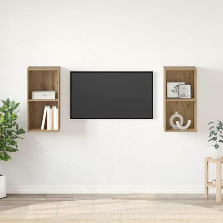 Vidaxl tv-meubelset 2 st artisan eiken bewerkt hout