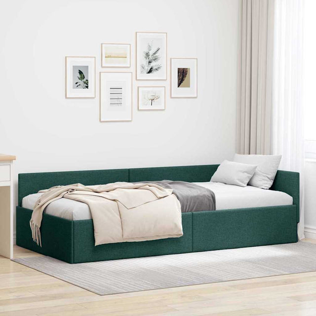 Vidaxl hoekbedframe donkergroen 80 x 200 cm stof